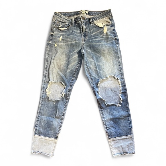 Refuge Light Blue Distressed Boyfriend Jeans - Picture 1 of 2